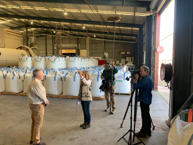 ABC Landline film crew at the MaxSil Brendale facility