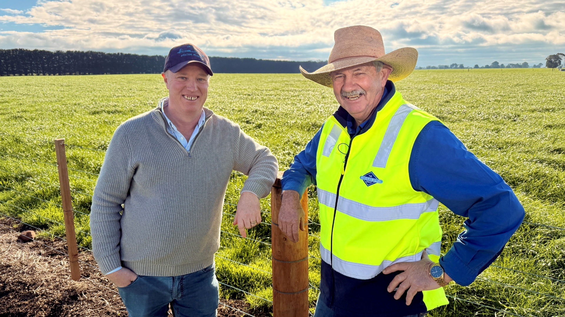 Peter Norwood on farm with Tony Donovan